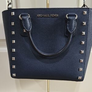 Michael Kors Blue Crossbody Mini with Silver Studs